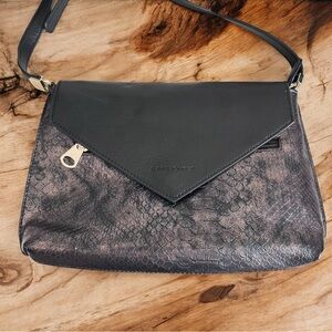 David Jones Paris Bronze Metallic Python Crossbody Bag